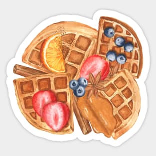 Belgian waffles and berries composition Sticker